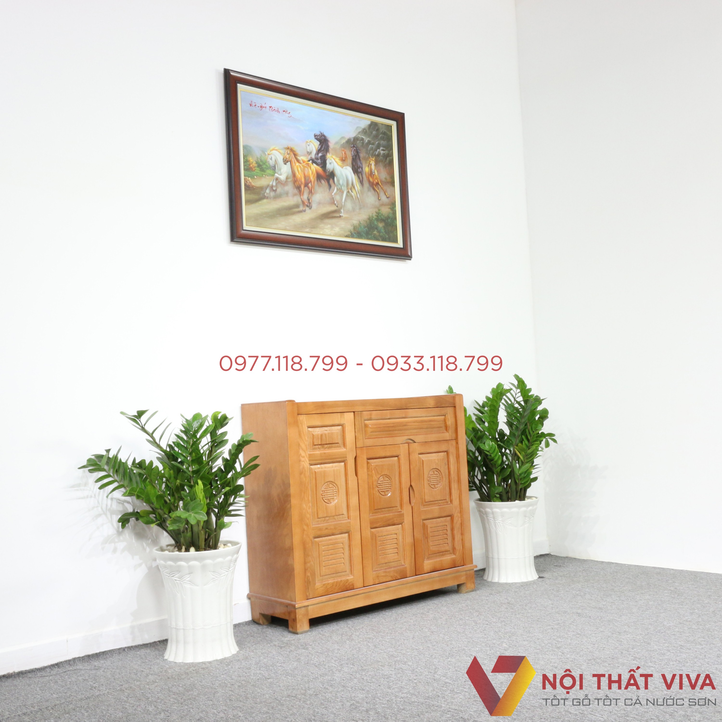 Tủ Giày Dép Gỗ Sồi 3 Cánh Đẹp Giá Rẻ