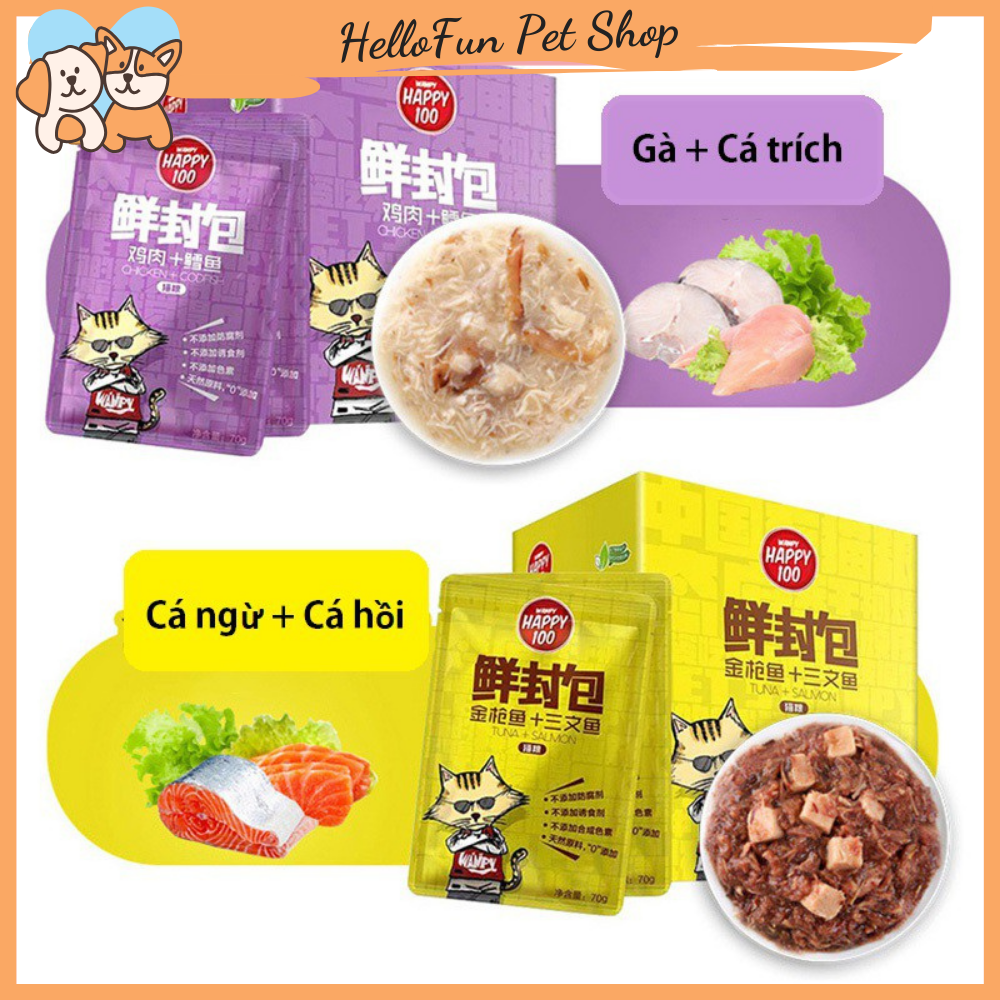 Pate Wanpy Happy 100 cho mèo - Thức ăn ướt cho mèo thơm ngon bổ dưỡng