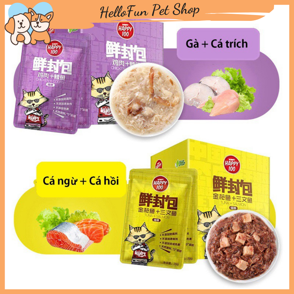 Pate Wanpy Happy 100 cho mèo (70gr) - Thức ăn ướt cho mèo thơm ngon bổ dưỡng