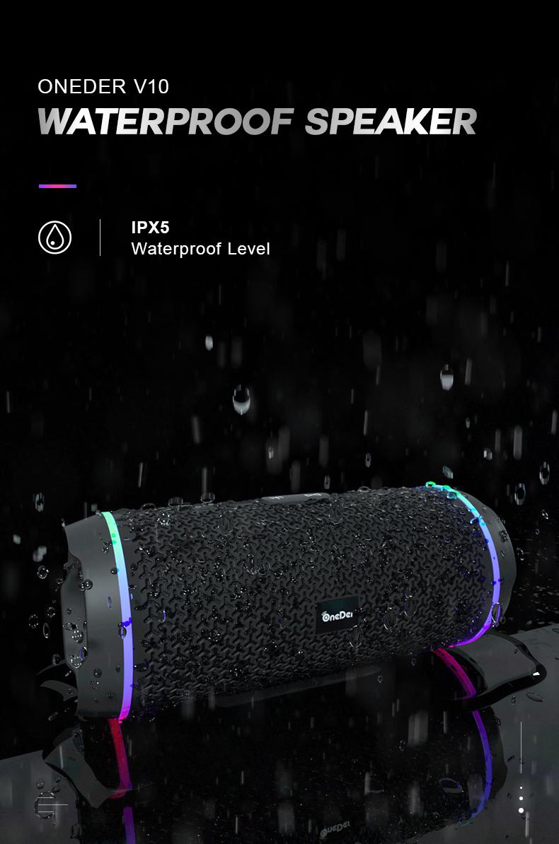 Loa Bluetooth không dây âm trầm nổi ngoài trời, Âm thanh âm thanh Hi-Fi Hi-Res không dây HiFi với đĩa U, FM, đèn LED nhiều màu sắc RGB Màu sắc: Oneder v10-black