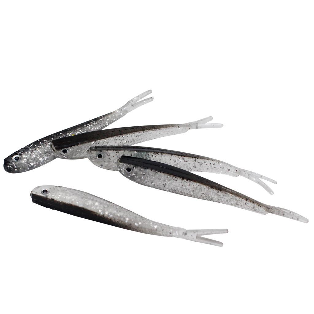 10pcs Paddle Tail Swimbaits, Soft Jerk Baits, Soft Fishing Lures - 3D Lifelike Eyes, Split Tail