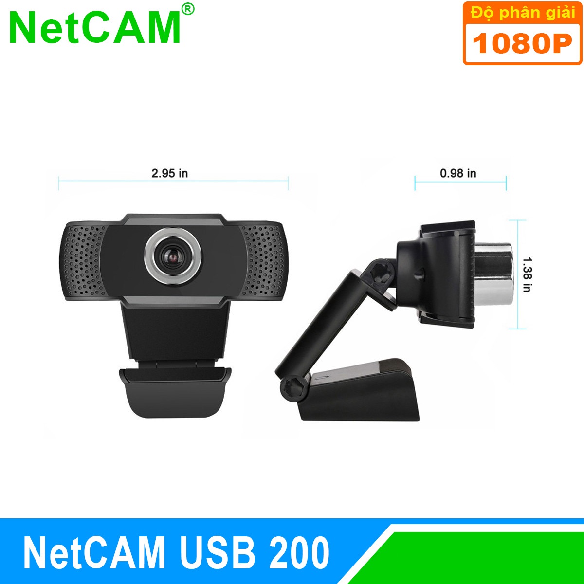 Webcam NetCAM USB 200 độ phân giải 1080P - Hàng Chính Hãng