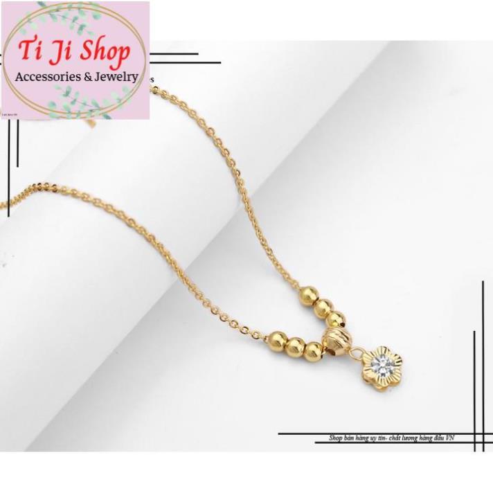DÂY CHUYỀN INOX NỮ BÔNG MAI CÁCH ĐIỆU BI MẠ VÀNG - đẹp,