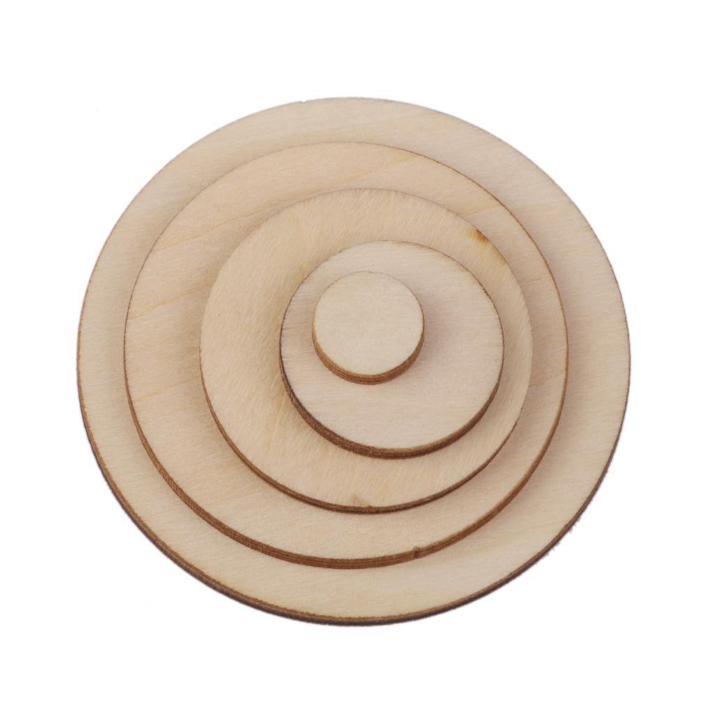 40Pieces Unfinished Wooden Round Discs Blank Plain Cutouts Wood Slices Circle Embellishments Scrapbooking DIY Craft Decoration Cards