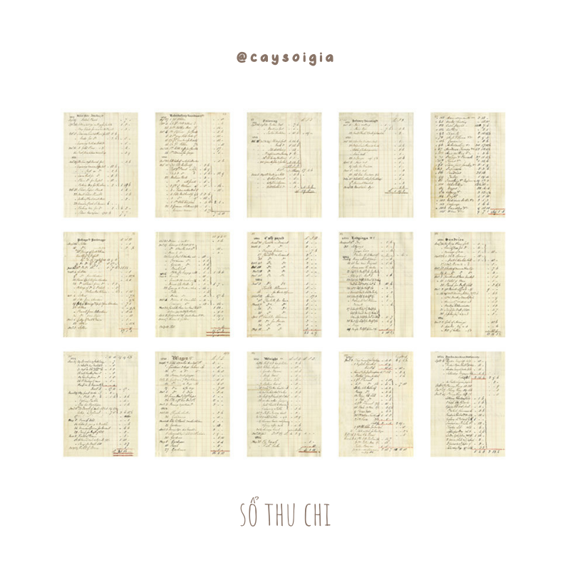 S29 - Set 15 tờ giấy nền retro vintage cổ điển Infeel.Me trang trí sổ bullet journal, junk journal
