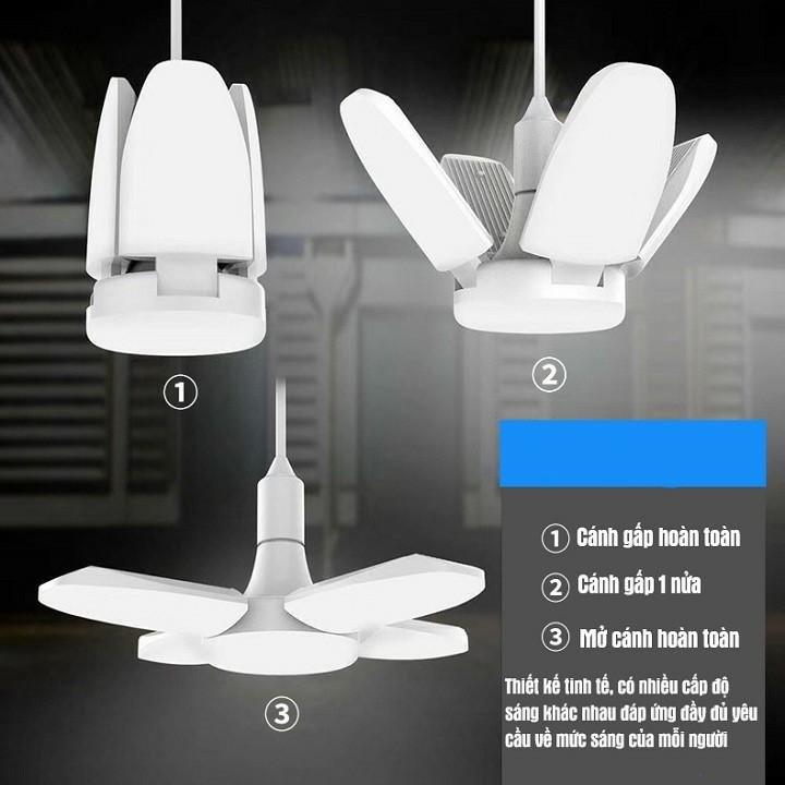 Đèn Led 4 Cánh Quạt Xếp Chuẩn 60W Siêu Sáng Đui Đèn E27