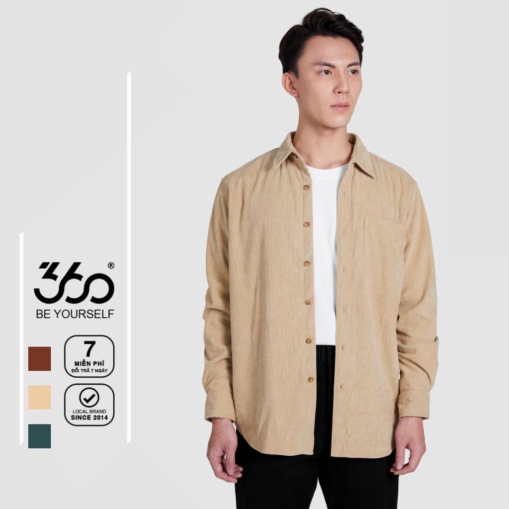 Áo sơ mi Unisex dài tay chất liệu nhung tăm thương hiệu thời trang 360 Boutique có túi ngực - STDOL317