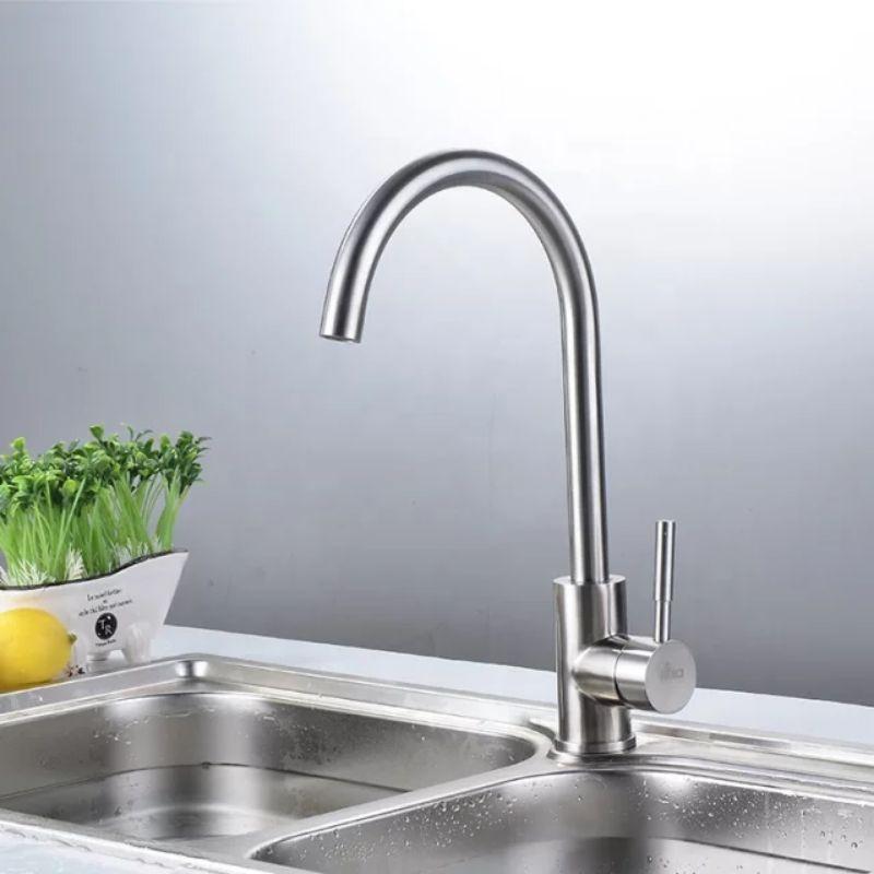 VÒI RỬA CHÉN NÓNG LẠNH KIỂU TRÒN ỐNG PHI 24 INOX SUS 304 VRC01