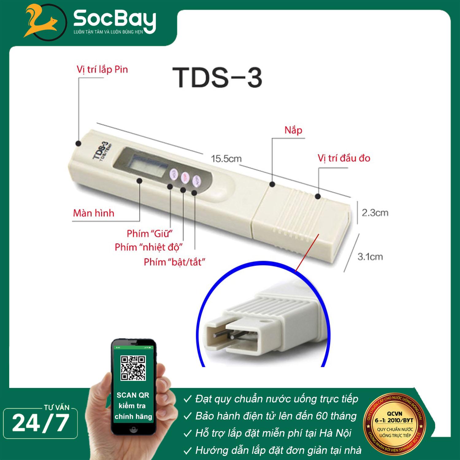 Bút thử nước TDS, dụng cụ đo TDS, máy đo độ cứng của nước - Hàng Chính Hãng