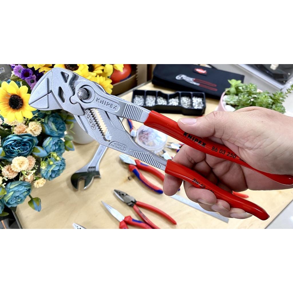 Kìm mỏ lết ngàm song song mạ Crom 5-16 inch cán đỏ, KNIPEX 86 03 250