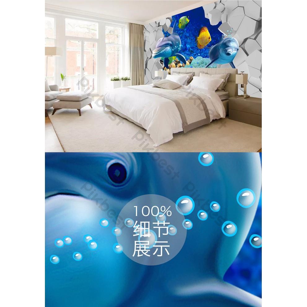 Tranh dán tường 3D Cá Heo