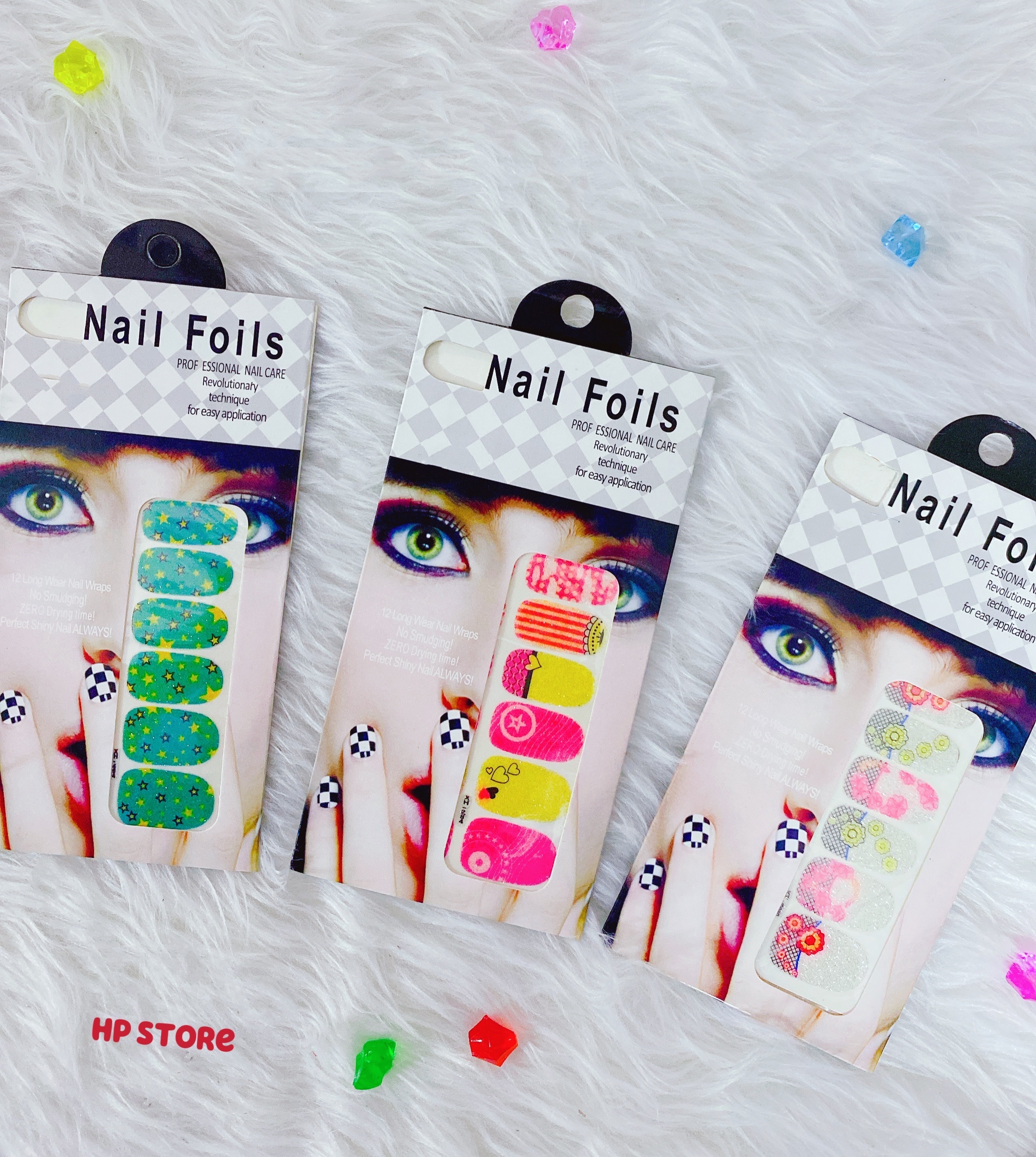 Set Bộ Miếng Dán Móng Nhũ Trái Tim/ Ngôi Sao/ Hoa Văn Hãng Nail Foils Hàng Chất Lượng Chính Hãng