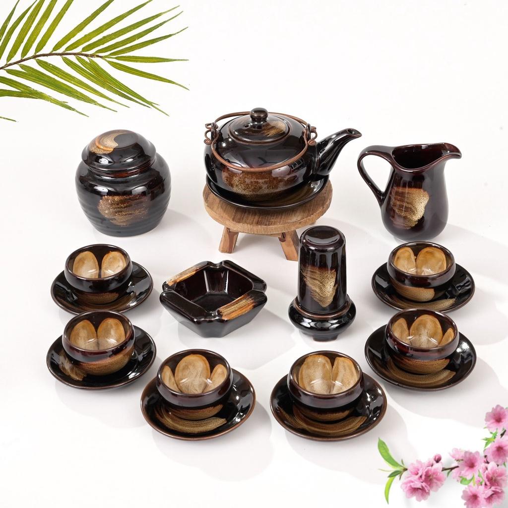 Bộ ấm chén Men hỏa biến Nhật - Gốm sứ Bát Tràng - Làng Gốm