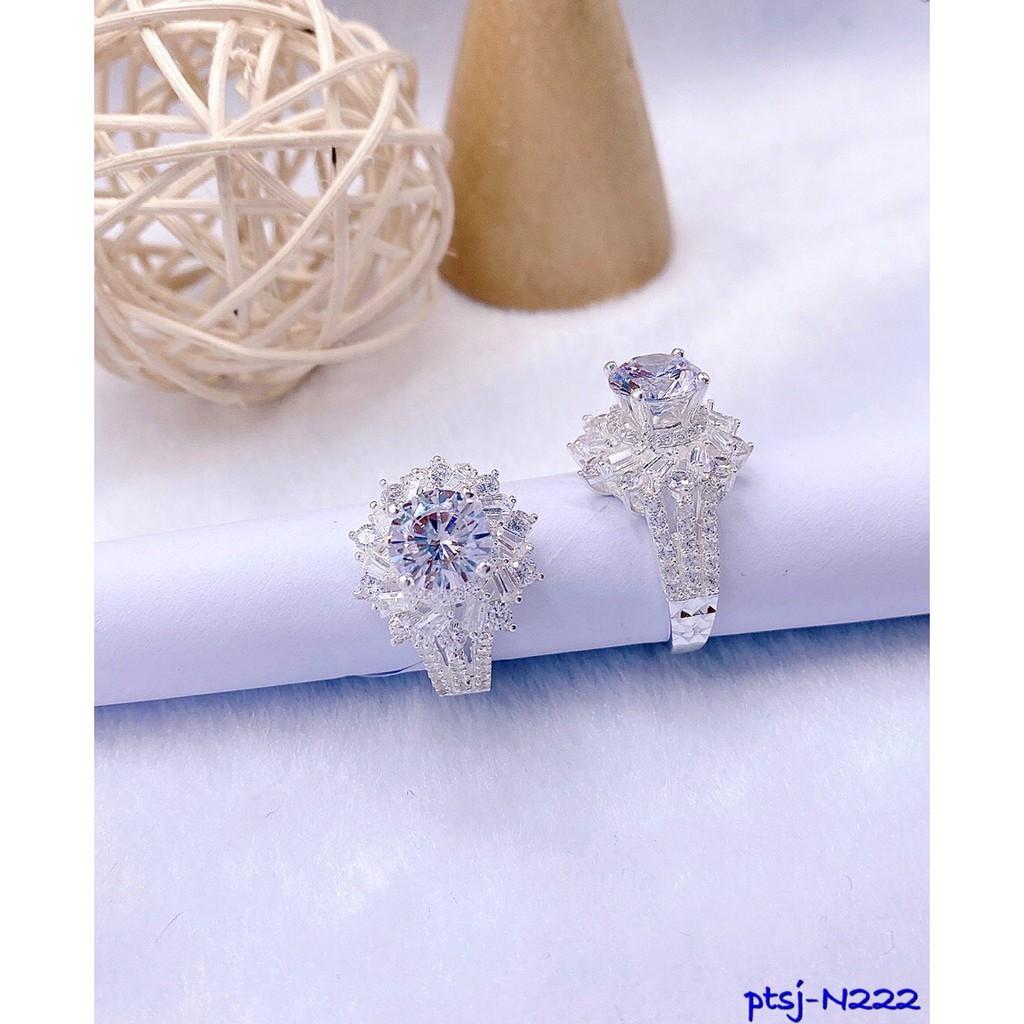 Nhẫn nữ bạc PJ nguyên chất đính đá N222 Freesize