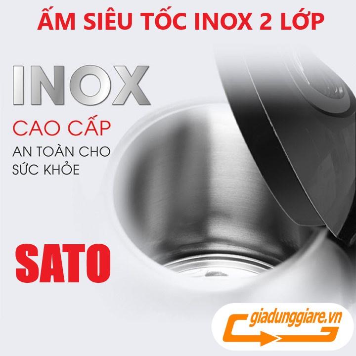 (Chính hãng) ẤM SIÊU TỐC SATO 1800ml INOX 2 lớp công xuất 1500W Hàng cao cấp công nghệ NHẬT BẢN - giadunggiare,vn