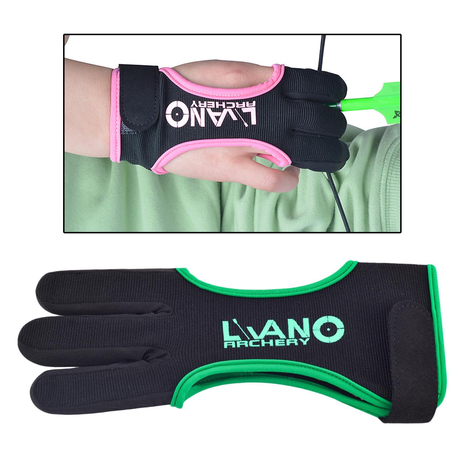 2 Piece Shooting Gloves 3 Finger Leather Gloves for Recurve Compound Black