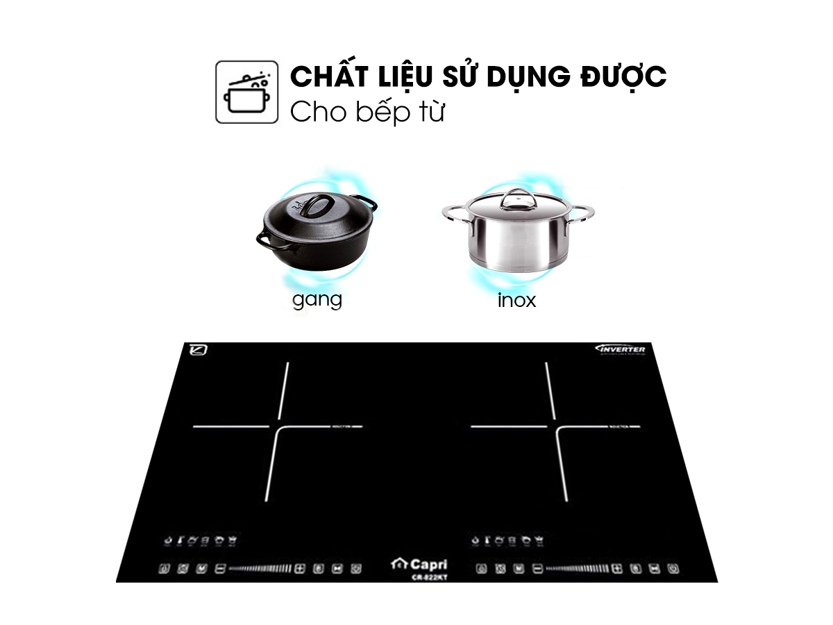 Bếp từ đôi cao cấp Capri CR-822KT, Hàng chính hãng, nhập khẩu trực tiếp Malaysia