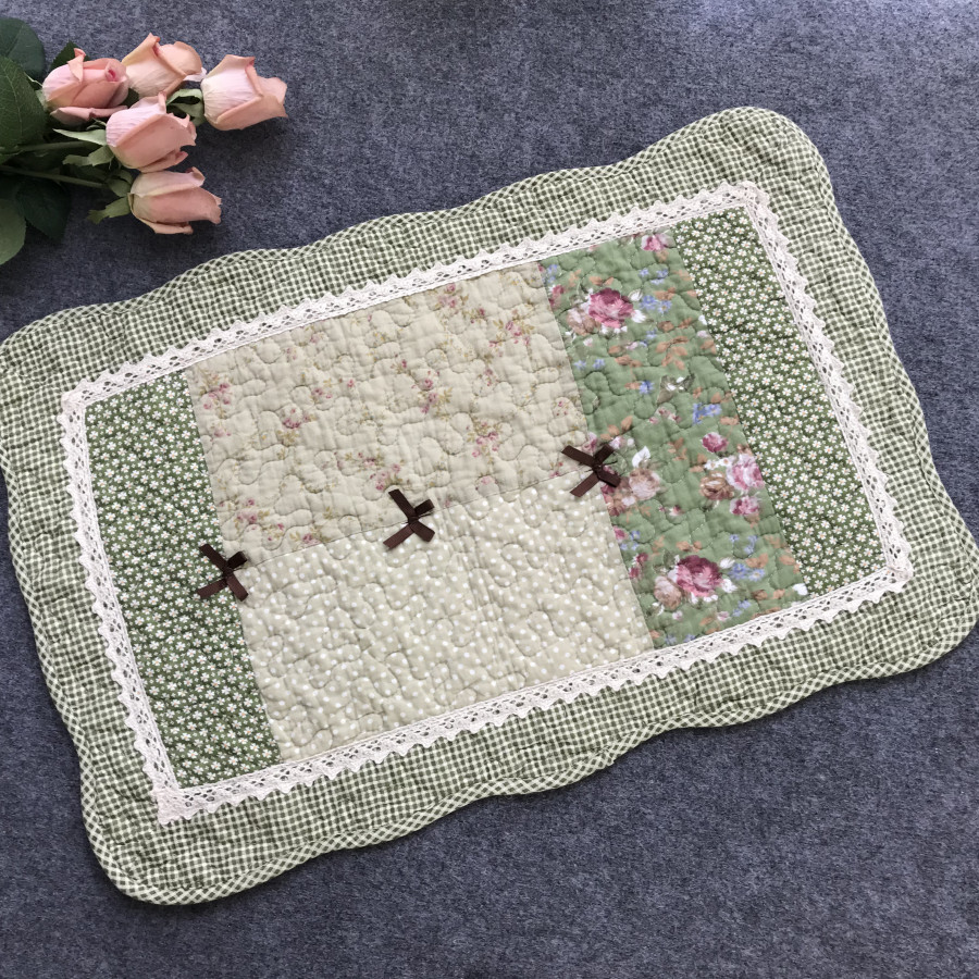 Thảm chùi chân - Ghép 3 nơ viền xanh - TCC075