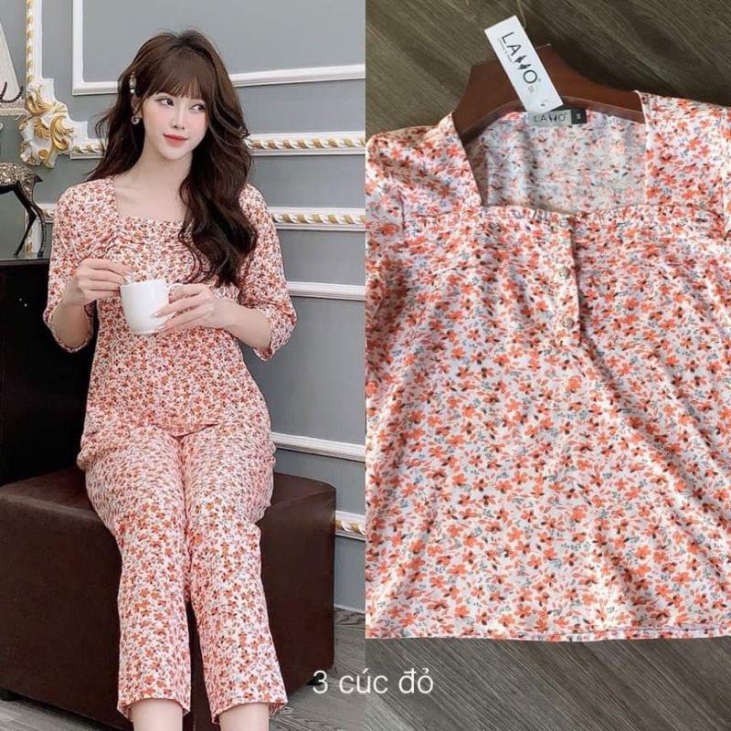 Đồ bộ mặc nhà, đồ bộ sau sinh đồ ngủ cổ nhọn 5 màu