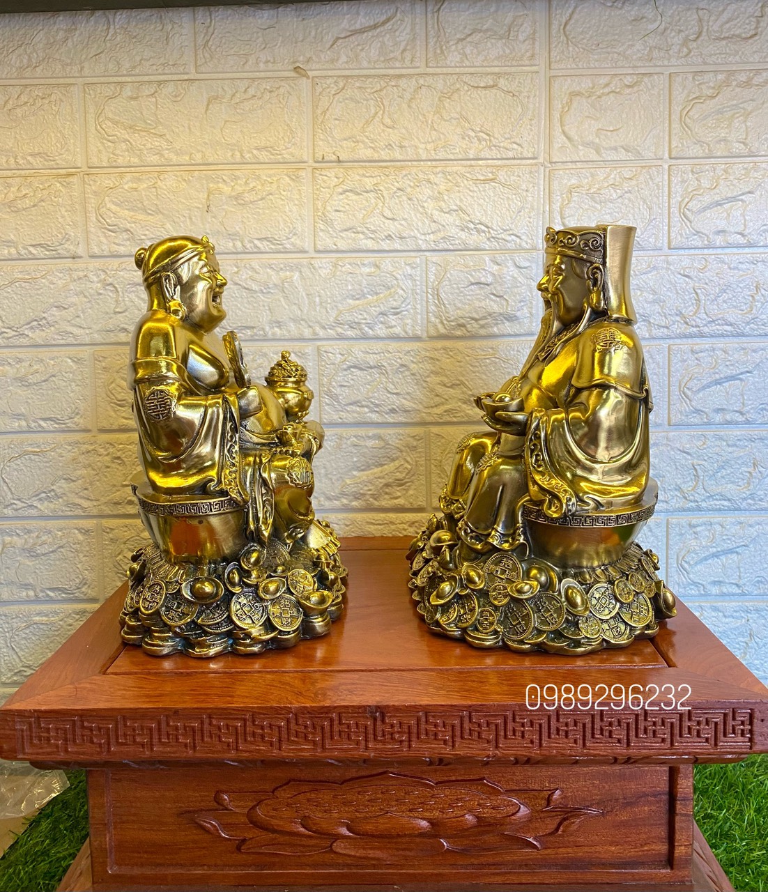 Bộ Tượng ông Thần Tài ,Thổ Địa bằng đồng vàng - Thần tài thổ địa phong thủy lớn