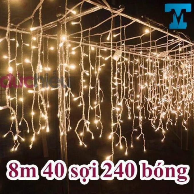 Dây đèn LED rèm 8m 40 sợi, dây đèn chớp tắt, đèn trang trí noel