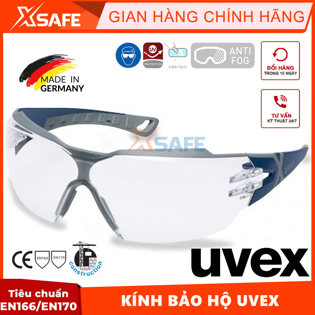 Hình ảnh Kính bảo hộ UVEX PHEOS CX2 9198257 Kính chống bụi, chống hơi nước, trầy xước vượt trội, ngăn chặn tia UV, dùng đi xe máy