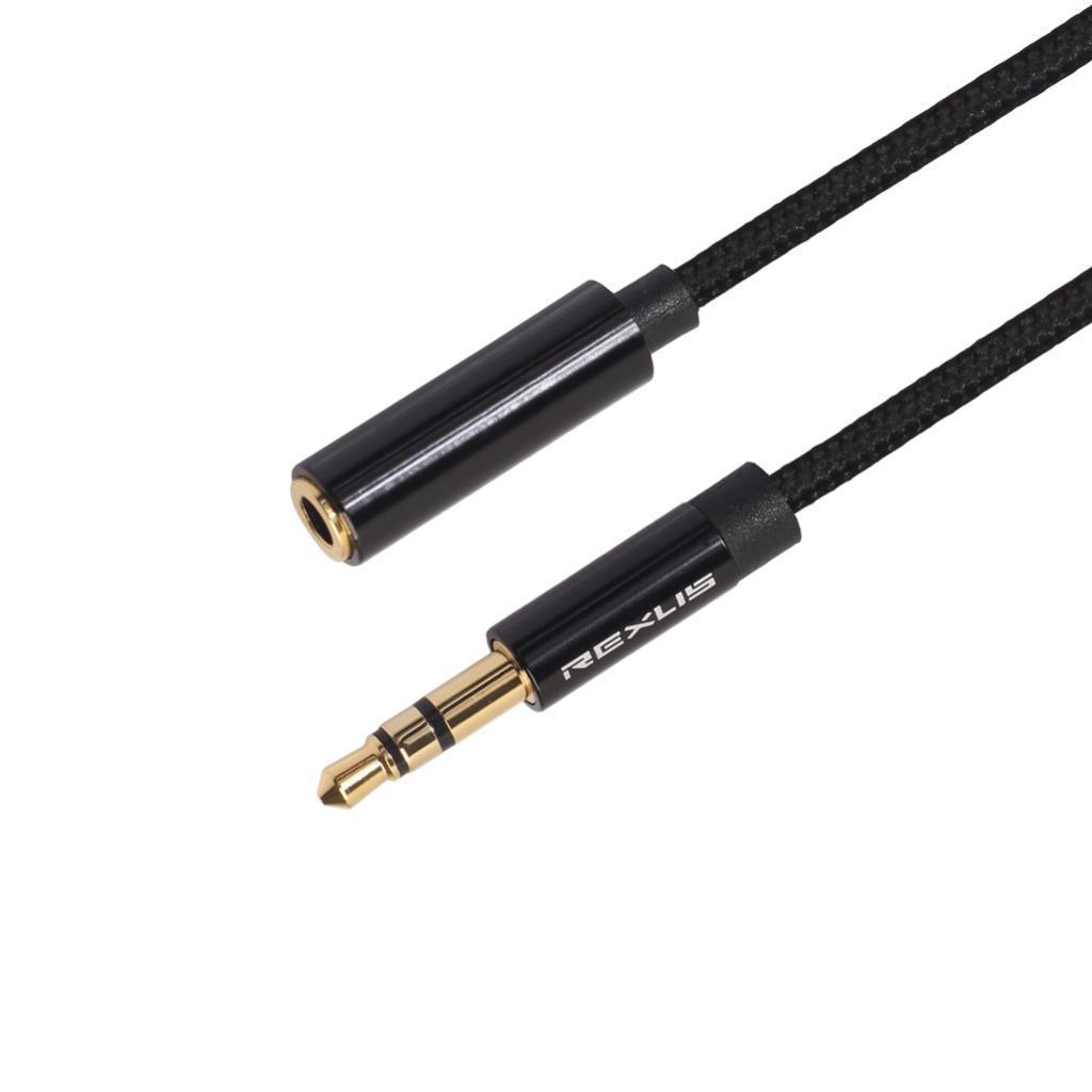 2xHeadphone Extension Cable 3.5mm Jack Male to Female Aux Cable Black 1 m