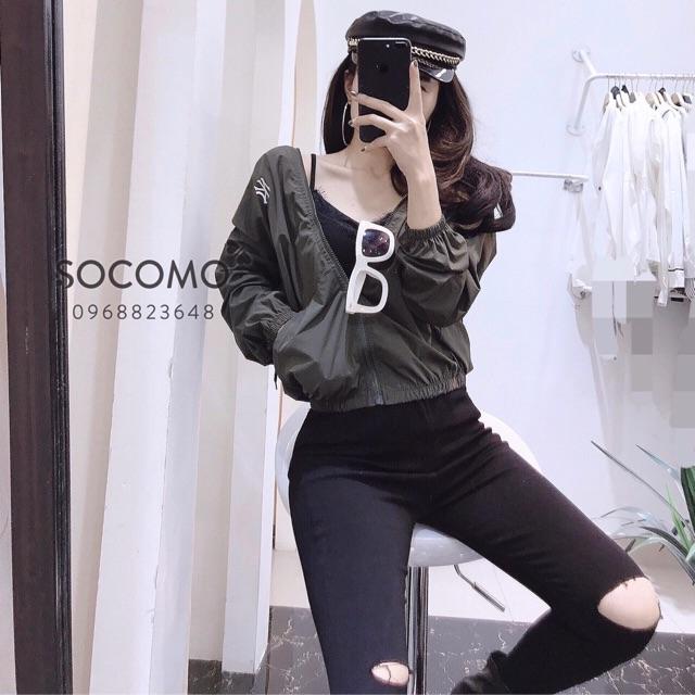 Áo khoác bomber gió mũ nữ Socomo