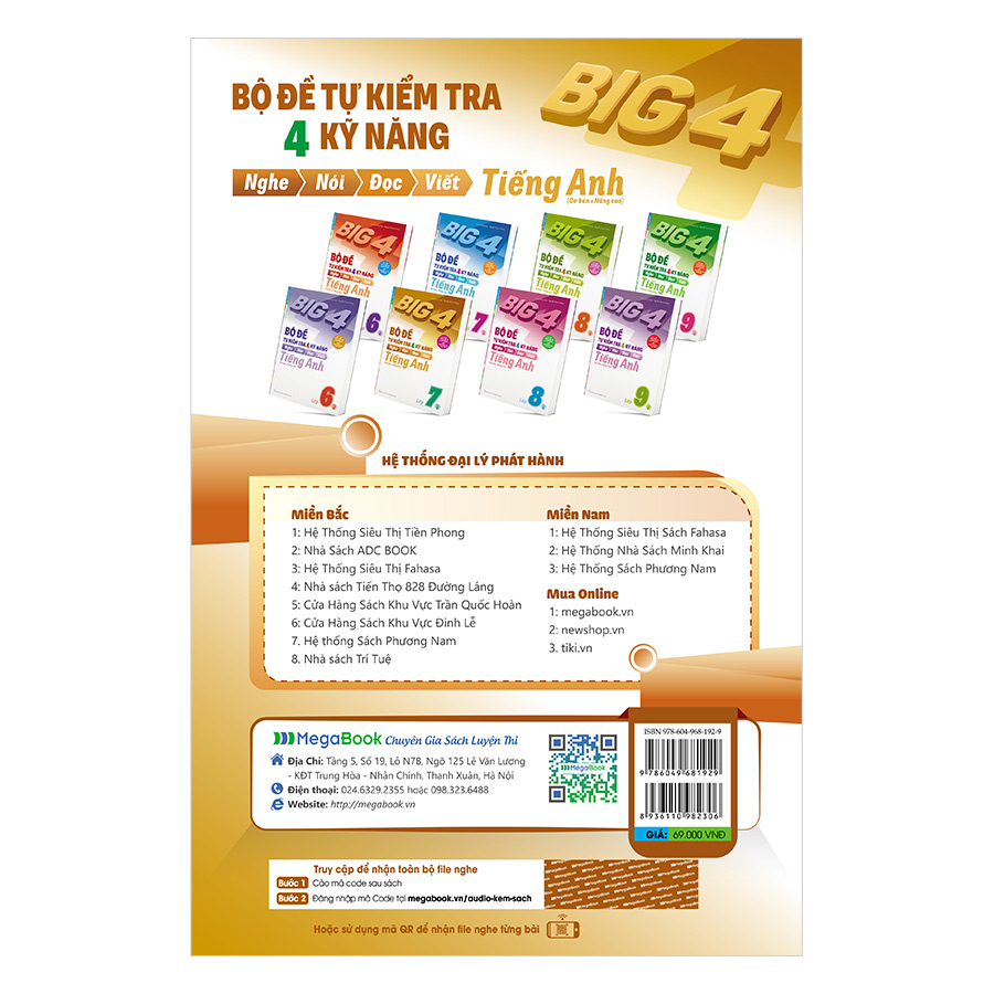 Combo Big 4 Bộ Đề Tự Kiểm Tra 4 Kỹ Năng Nghe - Nói - Đọc - Viết Tiếng Anh Lớp 7