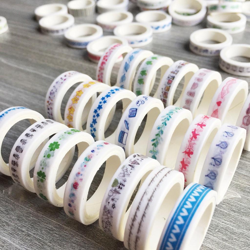 Băng Keo Giấy Trang Trí Washi Tape Trang Trí Sổ Chia Dòng 8Mm