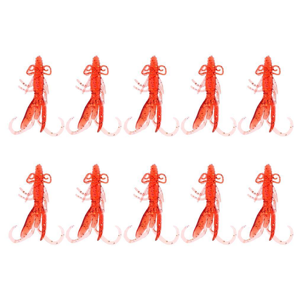 10Pcs Rubber Soft Lures Worm Shrimp Fishing Bass Trout Shad Baits Swim Bait