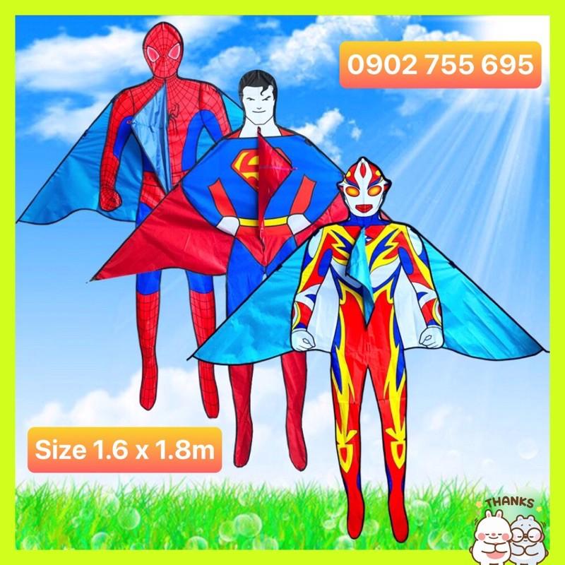 Diều Superman - TẶNG TAY CẦM THẢ DIỀU LỚN 150 mét + TÚI VẢI ĐỰNG DIỀU NHÀ MAY diều độc lạ, diều 3d