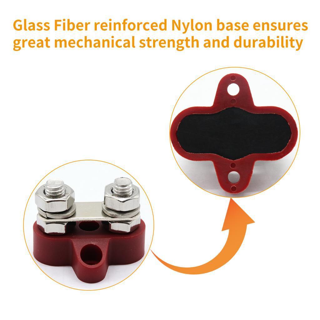 2PCS Truck Boat Bus Bar Dual M8 Terminal Positive Power Distribution Stud