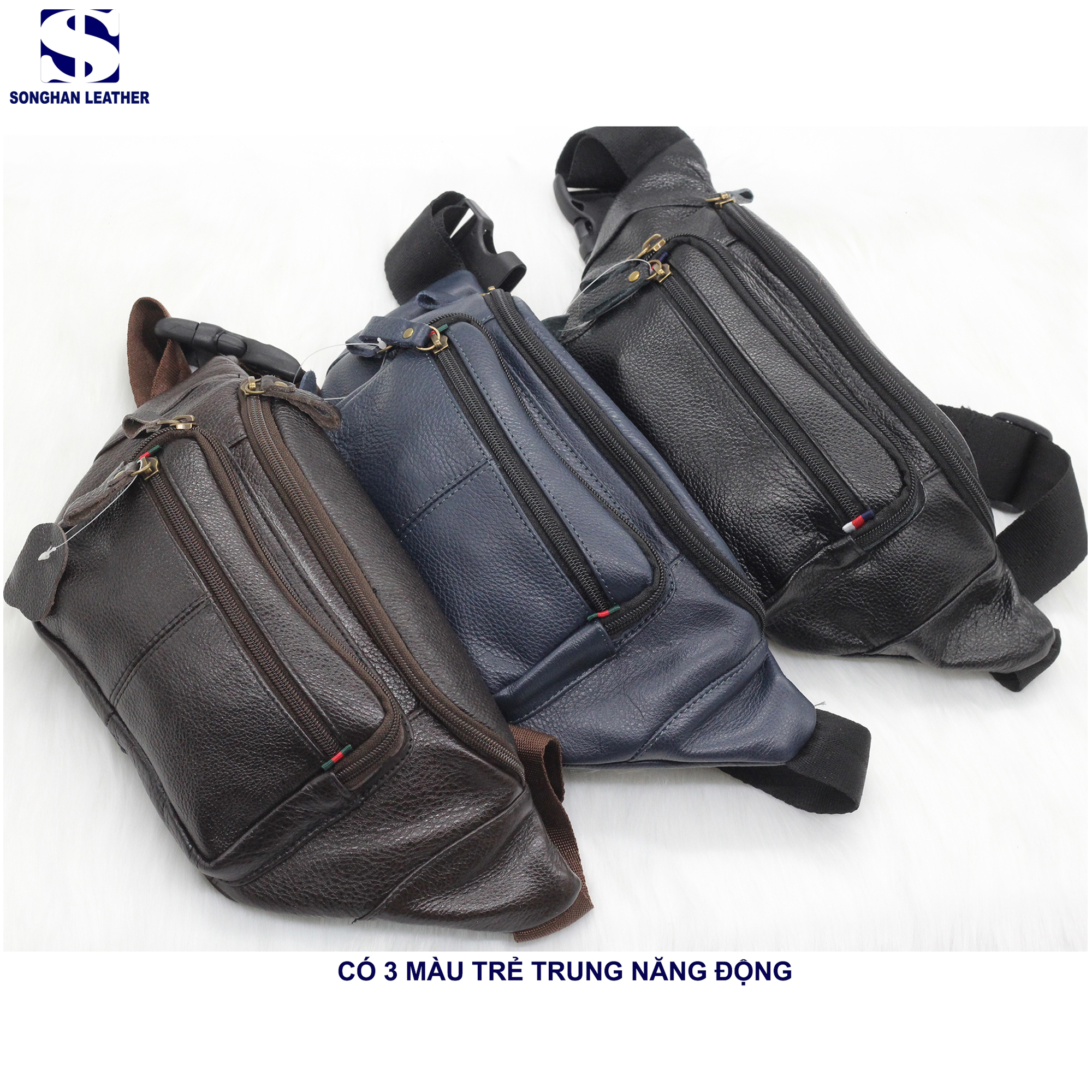 Túi Bao Tử,Túi Đeo Chéo Nam Da Bò Cao Cấp Songhan Leather BM02, Bảo Hành 12 Tháng