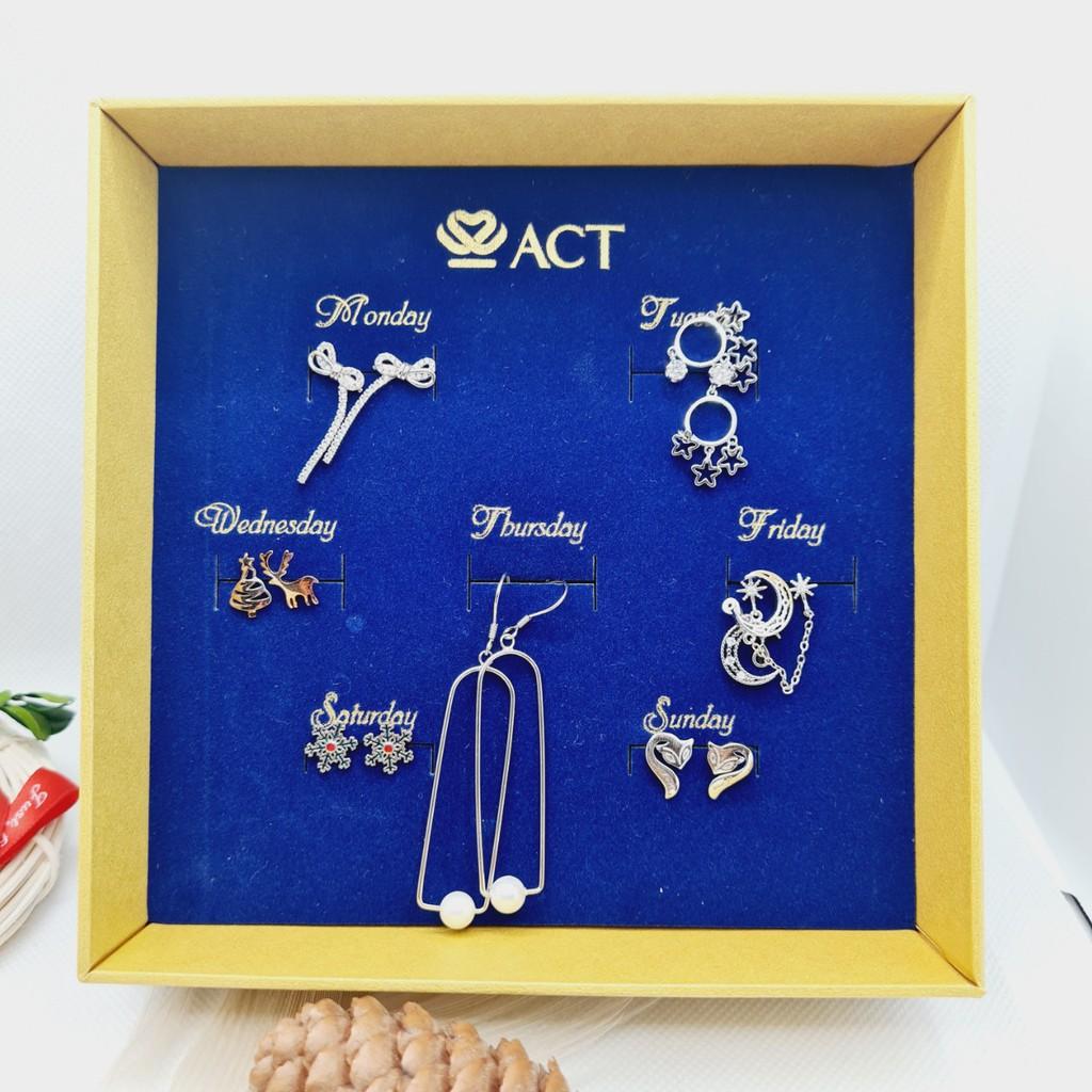 Set bông tai, khuyên tai bạc cao cấp cho 7 ngày -quà tặng bạn nữ, quà tặng vợ, quà tặng valentine, quà tặng 8/3
