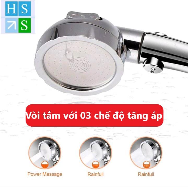 ĐẦU VÒI SEN tắm nóng lạnh cao cấp mạ CROM bát vòi tắm tăng áp kèm nút tắt mở với 03 chế độ nước -