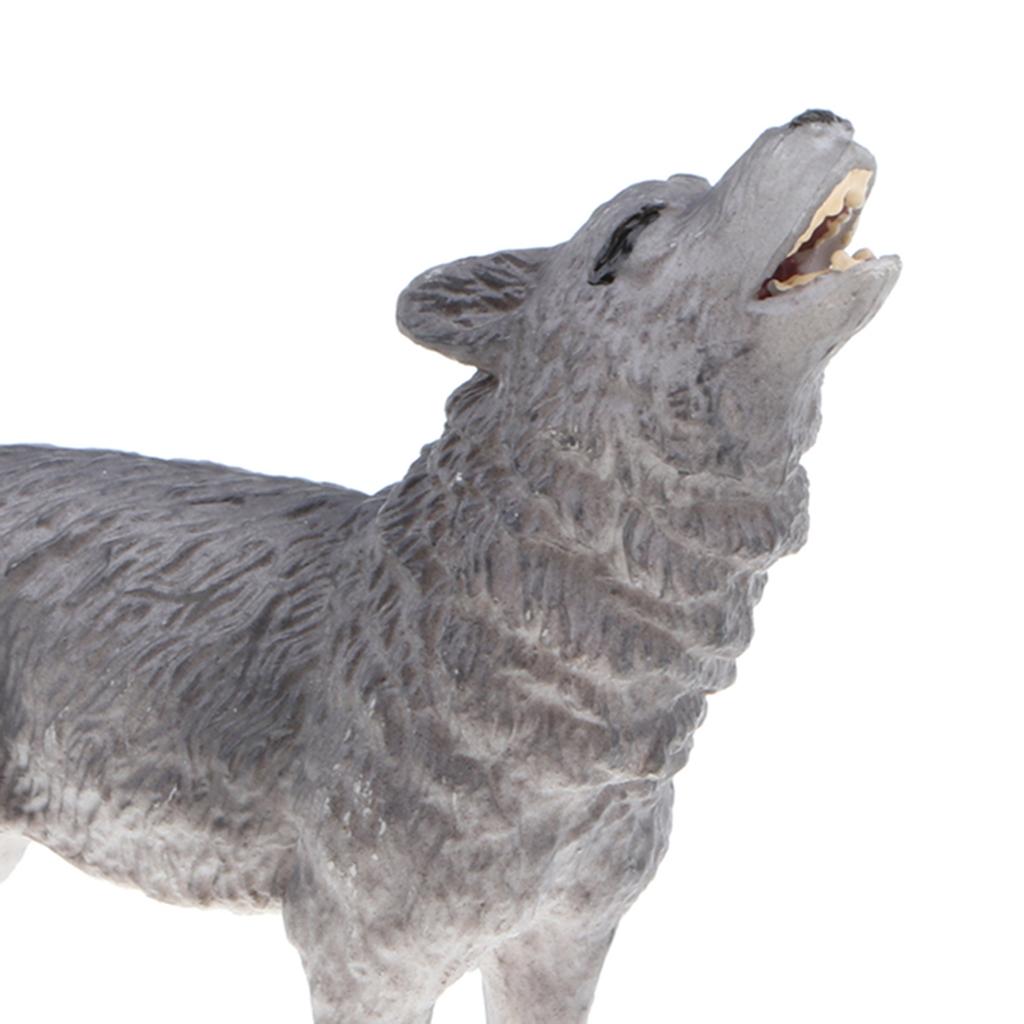 4 Pieces Plastic Animal Model Figurines For Kids Gift Home Decor Gray Wolf