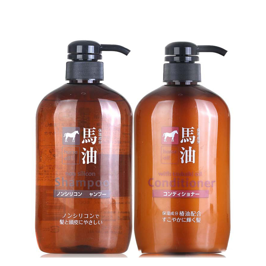 Dầu gội xả mỡ ngựa làm mềm mượt tóc Horse Oil Cosme Station Nhật Bản 600ml