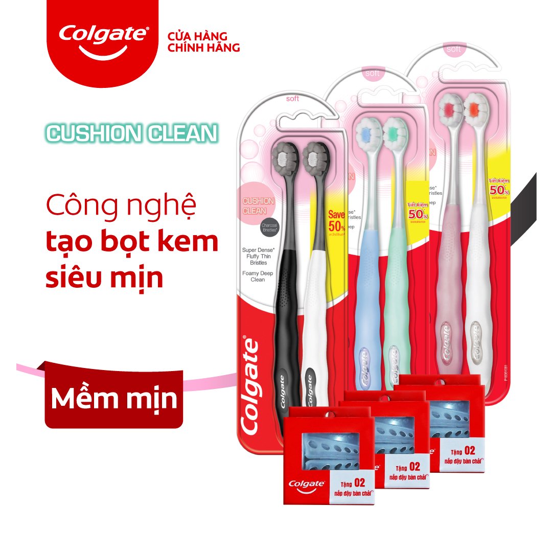 Combo 6 bàn chải đánh răng Colgate Cushion Clean công nghệ tạo bọt kem siêu mịn