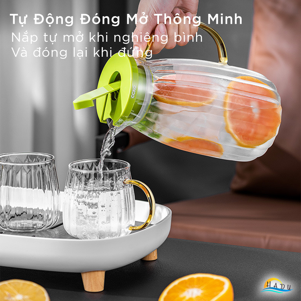 Bộ Bình Cốc Ly Uống Nước Thủy Tinh Cao Cấp Kèm Khay Đạt Chất Lượng Đức CCKO