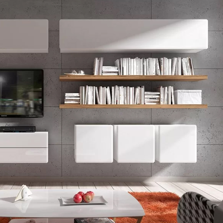 Bộ 2 Kệ gỗ treo tường SML80 - Kệ treo tường bằng gỗ trang trí tiết kiệm không gian cho Căn hộ