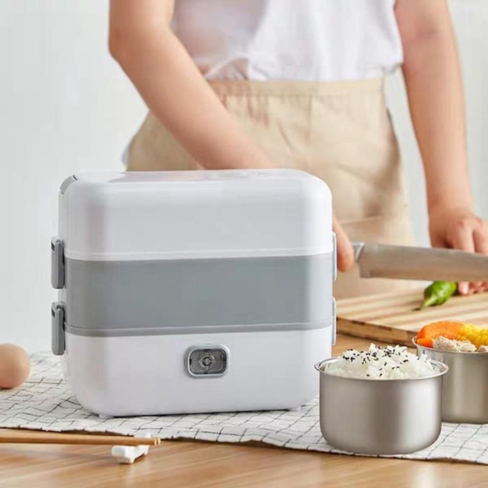 Hộp đựng cơm cắm điện 2 tầng 4 ngăn Bucook cao cấp
