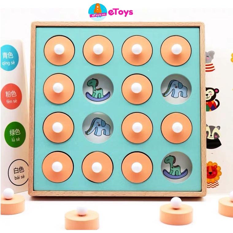 Đồ chơi giáo dục thông minh bằng gỗ lật hình tìm cặp giống nhau rèn trí nhớ cho bé ETOYS