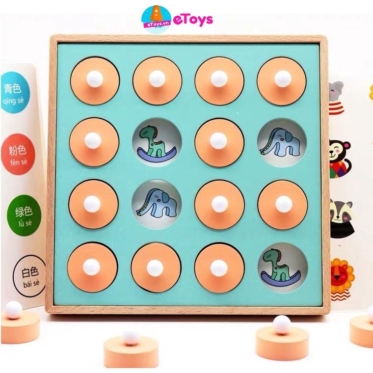 Đồ chơi giáo dục thông minh bằng gỗ lật hình tìm cặp giống nhau rèn trí nhớ cho bé ETOYS