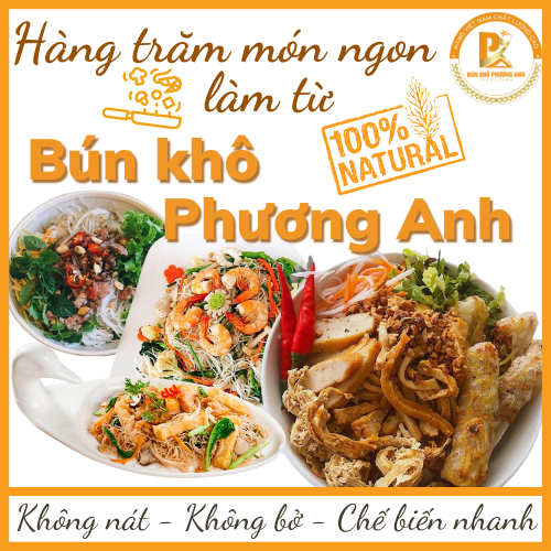 Bún Khô Phương Anh - Bún Phở Gạo Khô Xuất Khẩu Đạt Top 50 “Thương Hiệu Vàng Chất Lượng Quốc Tế”, Sợi Bún Dai Ngon Tự Nhiên Được Làm 100% Từ Gạo, Sản Phẩm Truyền Thống Đến Từ Làng Nghề Bình Định (Gói 350gram)