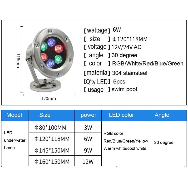 Đèn LED âm nước 9W đổi màu