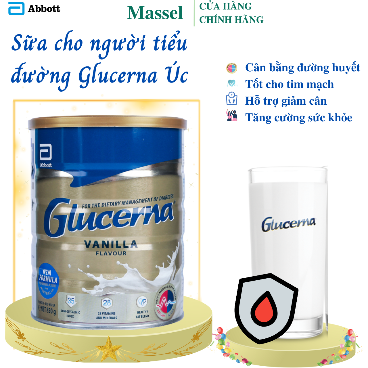 Sữa Dành Cho Người Tiểu Đường Abbott Glucerna Úc Bổ Sung Đầy Đủ Dinh Dưỡng Và Cân Bằng Đường Huyết - Massel Official