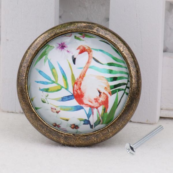 3X Retro Drawer Cabinet Cupboard Door Pull Handle Knob Flamingo Home Decor 1