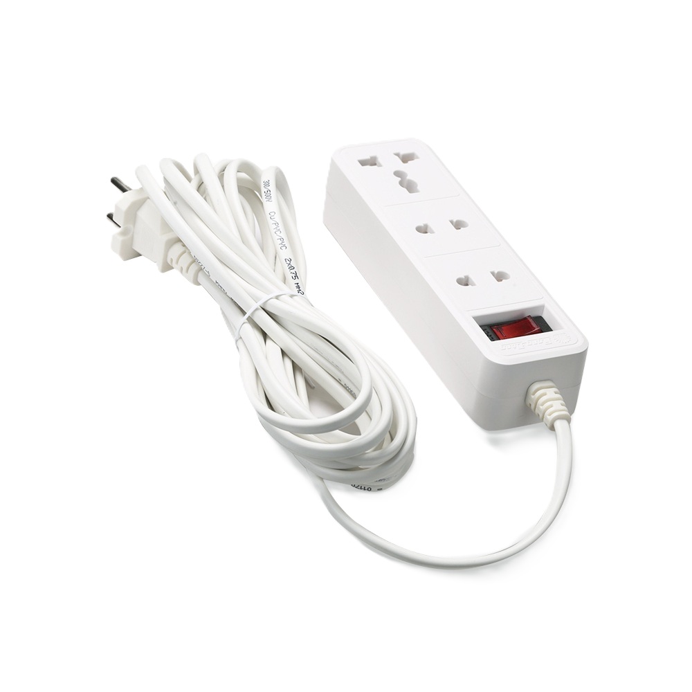 Ổ cắm điện Rạng Đông OC05 3C/10A dây dài 2m và 5m đa năng chịu tải tốt, chịu nhiệt an toàn - Hàng chính hãng