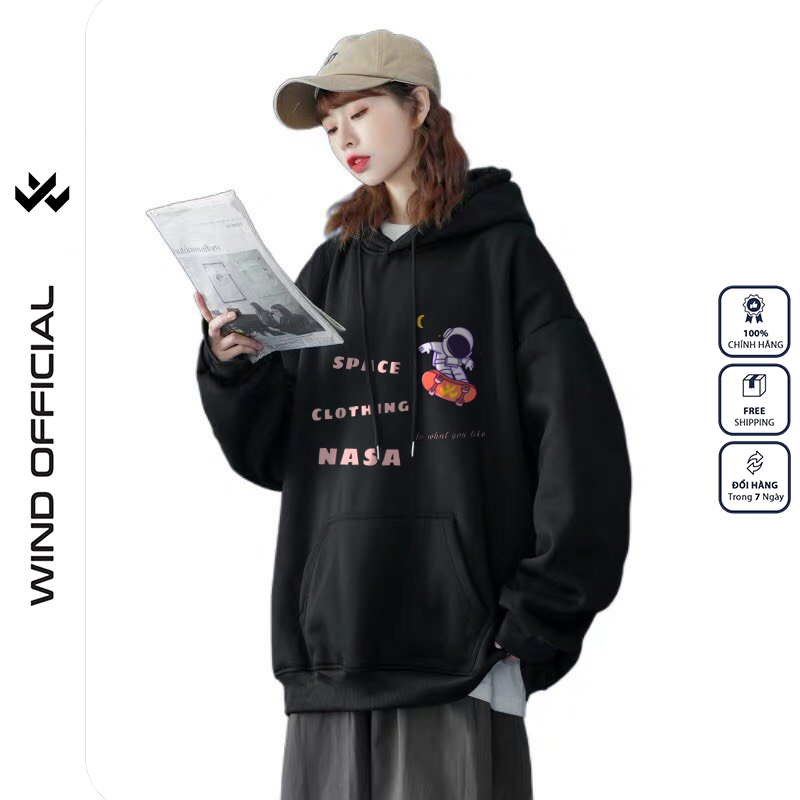 Áo hoodie unisex WIND form rộng nỉ nam nữ NASA HD23 thời trang thu đông oversize